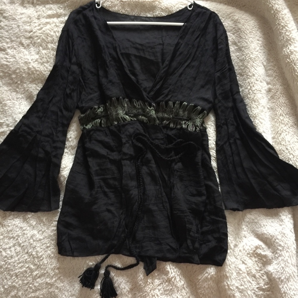 Black green coverup boho wrap dress